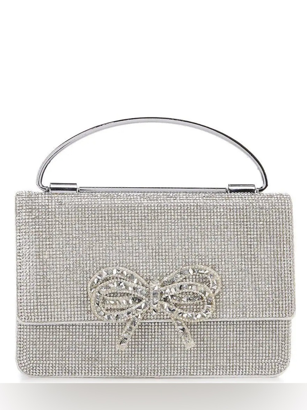 ANTONIO MELANI Silver Clutch
with Bow Detail